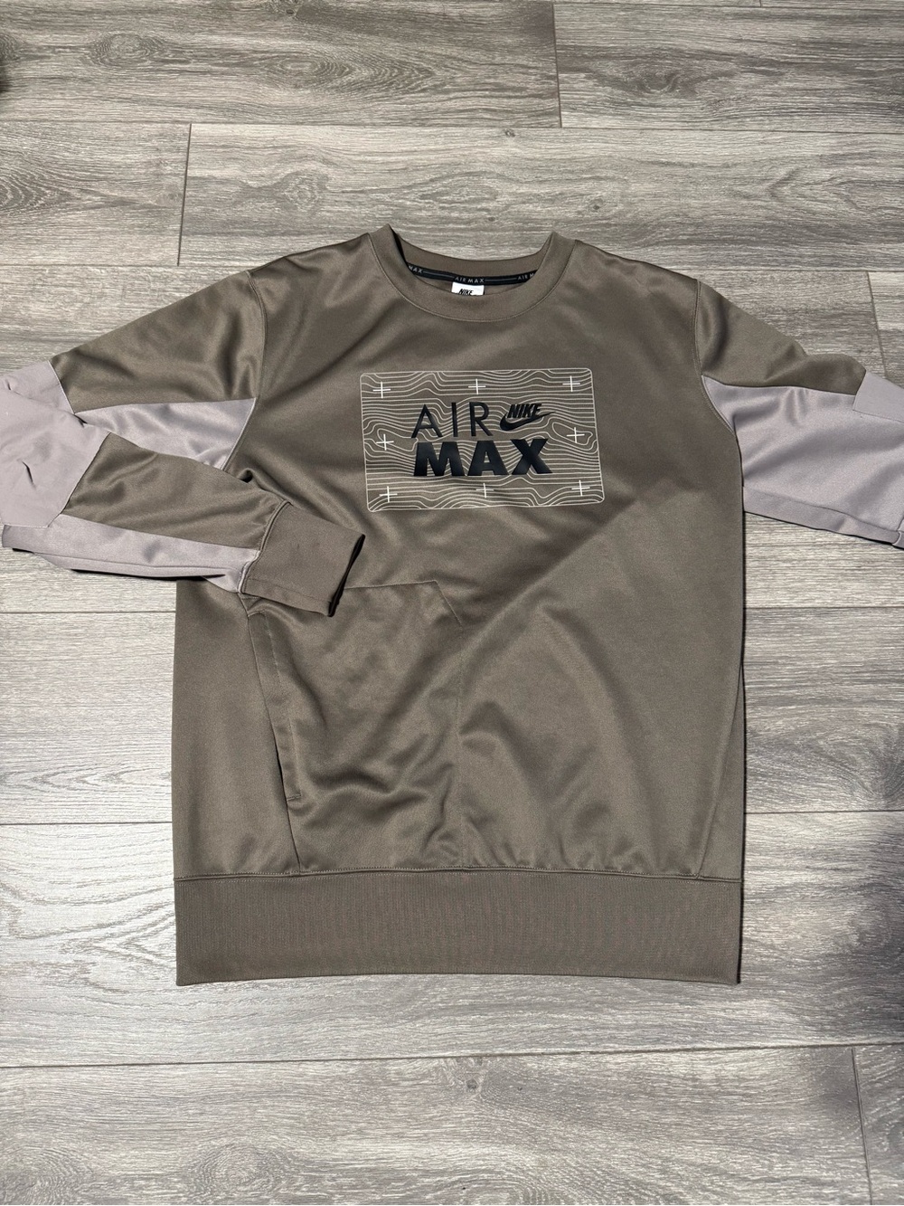 Nike Air Max Men's Olive and Light Gray Crewneck Sweatshirt